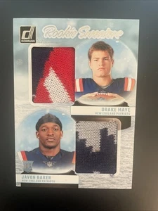 Suéter de vacaciones Donruss Drake Maye Javon Baker 2024 novato doble RC #RHD-NE - Imagen 1 de 2