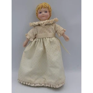 Avon 1983 Porcelain Doll With Blonde Hair Blue Eyes and Pretty Dress - Picture 1 of 15