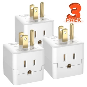 [ETL Listed] 3 Outlet Extender Indoor Grounded AC Power Wall Tap Adapter Plug - Picture 1 of 7
