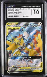 CGC GEM MINT 10 Pokemon Hidden Fates Moltres Zapdos Articuno GX Full Art 66 - Bild 1 von 1