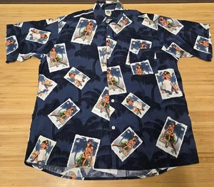 Camisa Clásica Island Designs Para Hombres XL Azul Hawaiano Aloha Botón Frontal Pin Up - Imagen 1 de 6