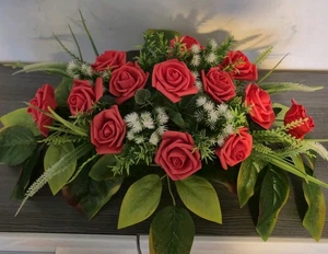 Grabgesteck Blumengesteck Grabschmuck Gesteck KunstbKunstgesteck 60 cm PREMIUM - Bild 1 von 3