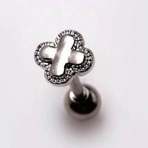 316L Stainless Steel Royal Quatrefoil Clover Cartilage Earring - Picture 1 of 2