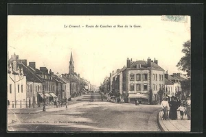 AK Le Creusot, Route de Couches und Rue de la Gare 1906 - Bild 1 von 2
