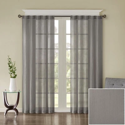 AS Solid Crushed Curtain Panel Pair 42"W x 84"L (2 Pcs Window Panels)  - Image 1 of 4