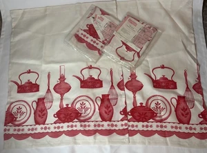 "Lote de 3 juegos de cortinas de café estilo vintage rojo marfil 36""x58"" nuevo con etiquetas" - Imagen 1 de 3