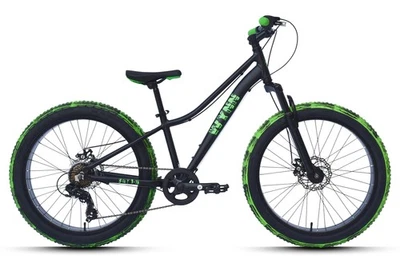 WYNN Fatbike 24 Zoll FAT1.0 schwarz-grün Rahmenhöhe 30 cm Kinder 7 Gänge m - Bild 1 von 4