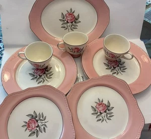Cunningham And Pickett Norway Rose 10 Pc Lot Dinner, Salad, Cups, Platter - Picture 1 of 21