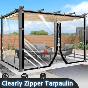 Customize Outdoor Clear Tarpaulin with Zipper Yard Tarp Transparent Waterproof - Picture 1 of 19