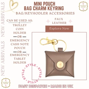 PU Leather Mini Pouch Keyring Bag Charm Compact Stylish Gift for Her Coin Notes - Picture 1 of 5