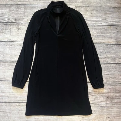 White House Black Long Sleeve Keyhole Turtleneck Dress Womens Size 4 Whimsigoth - Image 1 of 4