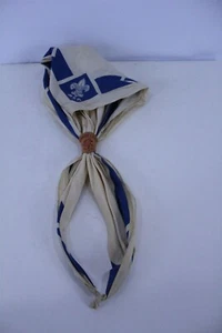 Vintage Boy Scouts Scarf with Leather Keeper Grass Lake 1947 Collectible - Picture 1 of 8