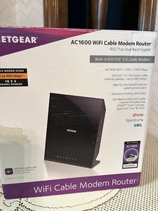 NETGEAR AC1600 Wifi Cable Modem Router C6250 tested - Zdjęcie 1 z 4