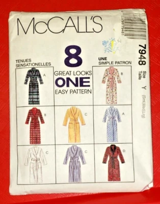 McCall's Pattern 7948 Misses' & Men's Robes in 2 Length Size Sml, Med, Lrg - New - Image 1 of 4