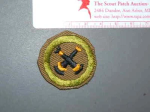 Boy Scout Merit Badge Firemanship narrow tan cotton thread circa '41-46 4278M - Picture 1 of 1