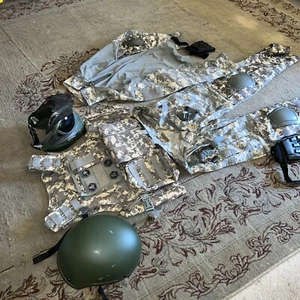 Paintball Uniform Set Helmet Mask Gloves Pants Vast Undershirt Como Size Small - Picture 1 of 17