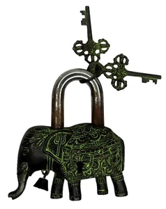 Elephant Shape Antique Vintage Style Door Lock Handmade Brass Padlock Home Décor - Picture 1 of 7