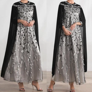 Mesh Embroidery Abaya Dubai Muslim Women Long Maxi Dress Kaftan Caftan Arab Robe - Bild 1 von 25