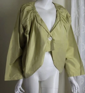KRISTA LARSON O/S S M L XL GREEN Fly-Away Silk Taffeta Blazer Jacket Funky Fun - Picture 1 of 8