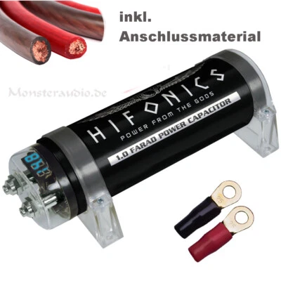 Hifonics 1 Farad Powercap + Anschlusskit 20mm² Kondensator + Kabelset HFC-1000