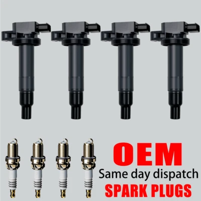 Bobina de ignição 4X OEM e 4X velas de ignição de irídio para Toyota Yaris UF316 90919-02240 - Imagem 1 de 4