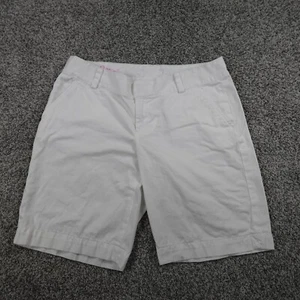 Lilly Pulitzer Shorts Womens 10 White Chino Bermuda Chipper Twill Preppy Casual - Picture 1 of 11