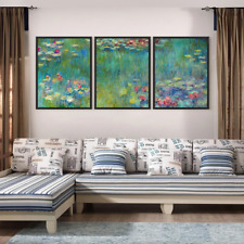 Claude Monet Water Lilies Green lily pond Set Triptych Poster Canvas A0 A1 A2 A3