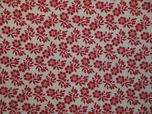 Reproduction Calico White Red Flower Sewing Quilt Apparel Fabric - Picture 1 of 8