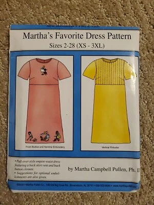 Martha's Favorite Dress Pattern Sewing Pattern size 2-28 XS-3XL New FF  - Image 1 of 3