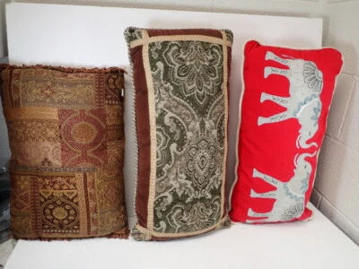 Vintage Elephant & Fancy Bohemian Boho Throw Pillows lot of (3) - Image 1 of 4