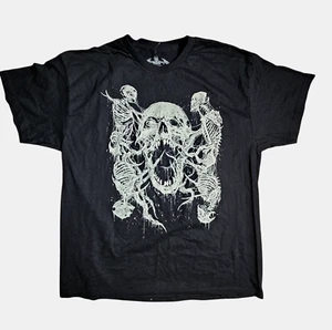 Riddick Art Electric Skeleton Short Sleeve Shirt Black XL Skull Metal Cotton NWT - Foto 1 di 10