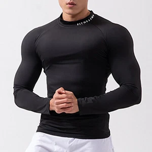 Men's Long Sleeve Athletic T-Shirts Workout Muscle Tee Compression Base Layer - Picture 1 of 30