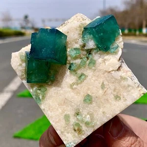 300GNatural transparent Cube Shape Green Flourite cluster chakra spiritualSample - Picture 1 of 23