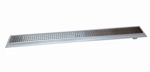 SereneDrains Square Design Side Outlet Linear Offset Shower Drain Brushed Nickel - Picture 1 of 16