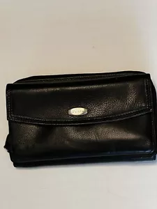 Portafoglio vintage Rolfs in pelle nera con cerniera rotonda libretto degli assegni slot tasca per monete - Foto 1 di 4