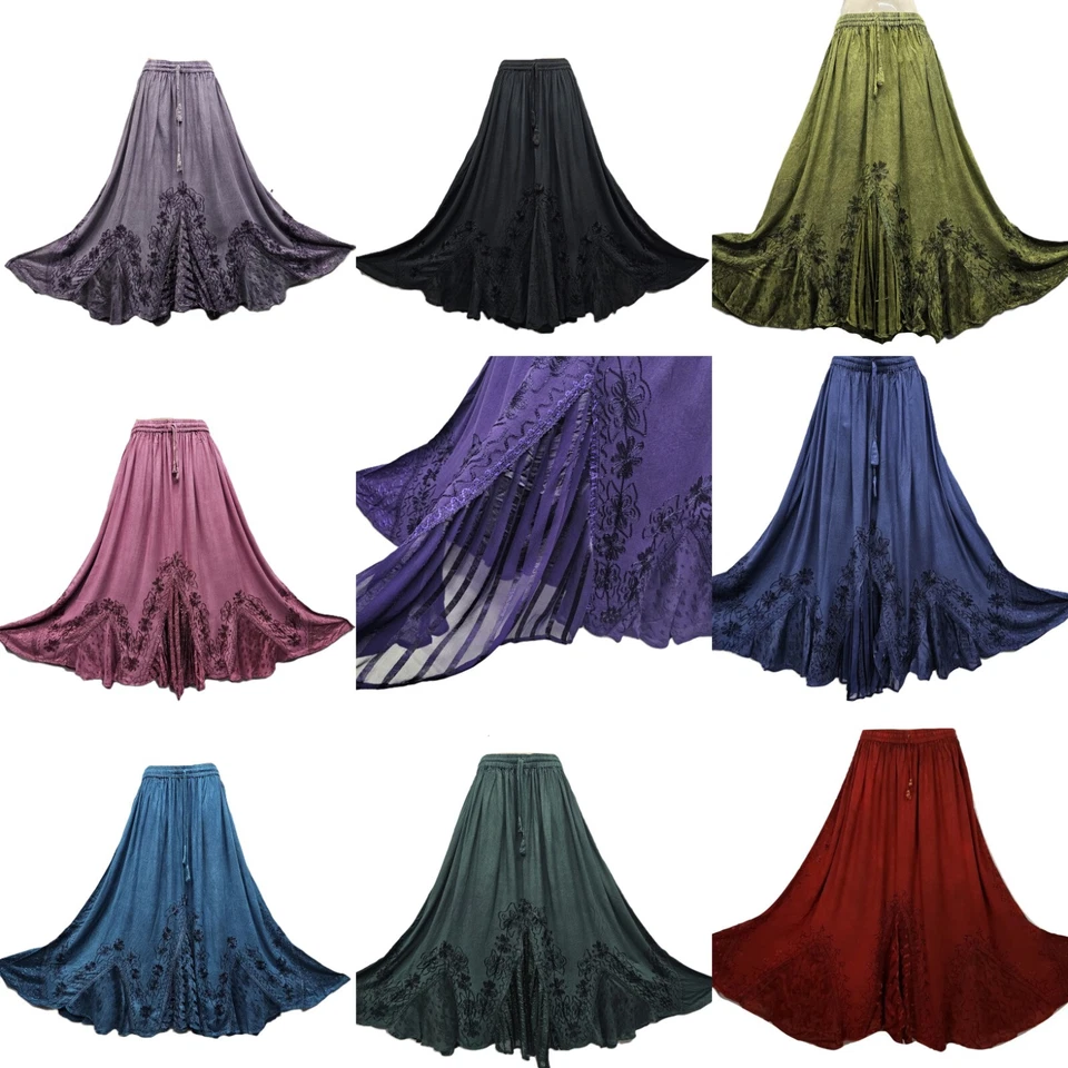 Plus Size Long Skirt Boho Gypsy Medieval Renaissance Embroidered 18 20 22 24 26 - Image 1 of 4