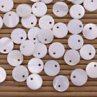 50 PCS 8mm Mini Round Flat Coin Shell White Mother of Pearl Top Hole Loose Beads