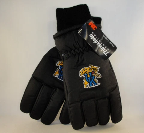 Youth Size Kentucky Wildcats NCAA Thinsulate Winter Ski Gloves Black Cover