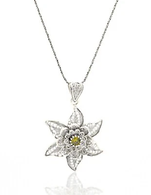 Handmade Filigree Necklace Jewelry Made of Sterling Silver, Telkari Necklace - Image 1 of 2