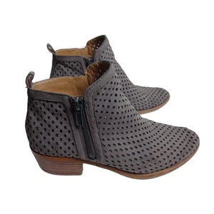 Lucky Brand Women's Size 7 M Brielley Perforated Booties Gray Leather Suede - Picture 1 of 6