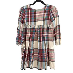 Handmade Girls 12 Party Dress Red Tartan Plaid Red Puff Sleeve Cottage - Picture 1 of 11