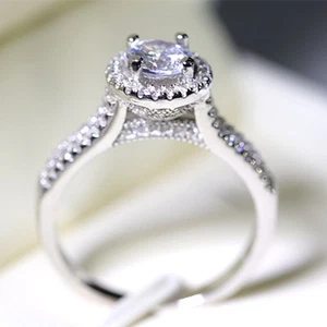 Anillo de boda para mujer Double Rowes 2 quilates joyería circular plata 925 talla 4-9,5 - Imagen 1 de 8