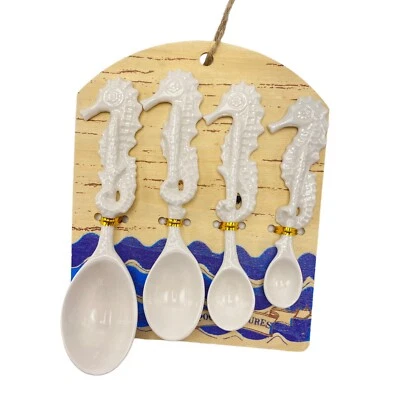 Anthropologie Seahorse Spoon Measures White Ceramic Beach House Hostess Mom Gift - Image 1 of 3