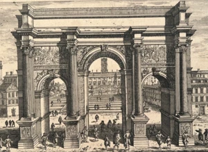 Grabado antiguo arco original, Septimus, Capitolio, Italia, Roma, Perelle 17 - Imagen 1 de 8