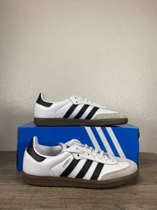 Size 7- Adidas Samba OG J Youth Cloud White/ Core Black IE3675 Fashion Shoes - Picture 1 of 5