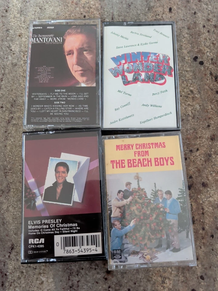 Lot 4 Christmas Holiday Cassettes Beach Boys, Elvis Presley, Mathis, A Williams+ Foto 1 de 4