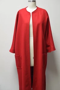 VINTAGE 1950s True Red Lightweight Wool Full Length Open Front Swing Dress Suit - Picture 1 of 7