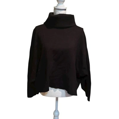 ZARA Women’s Black Oversized Cropped Turtleneck Sweater Medium Relaxed Fit  - Image 1 of 4