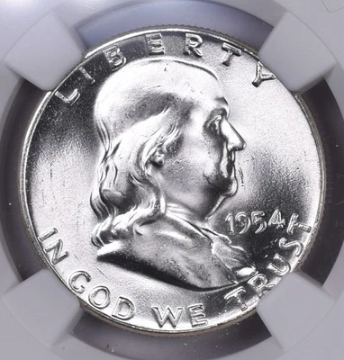 1954 Franklin Silver Half Dollar - NGC MS65 FBL - Original Bag Fragment  - Image 1 of 3