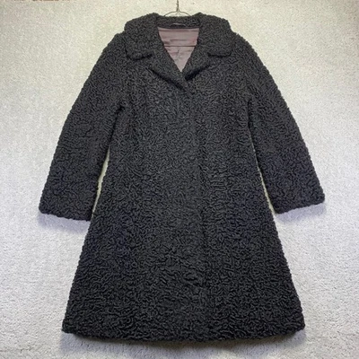 Abrigo vintage de piel de cordero persa para mujer ¿mediano? Cálido invierno piel de oveja negra años 50 60 Foto 1 de 4